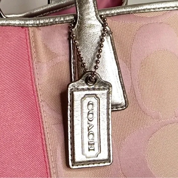 Coach Pink and Silver Signature Tote - Picture 3 of 4
